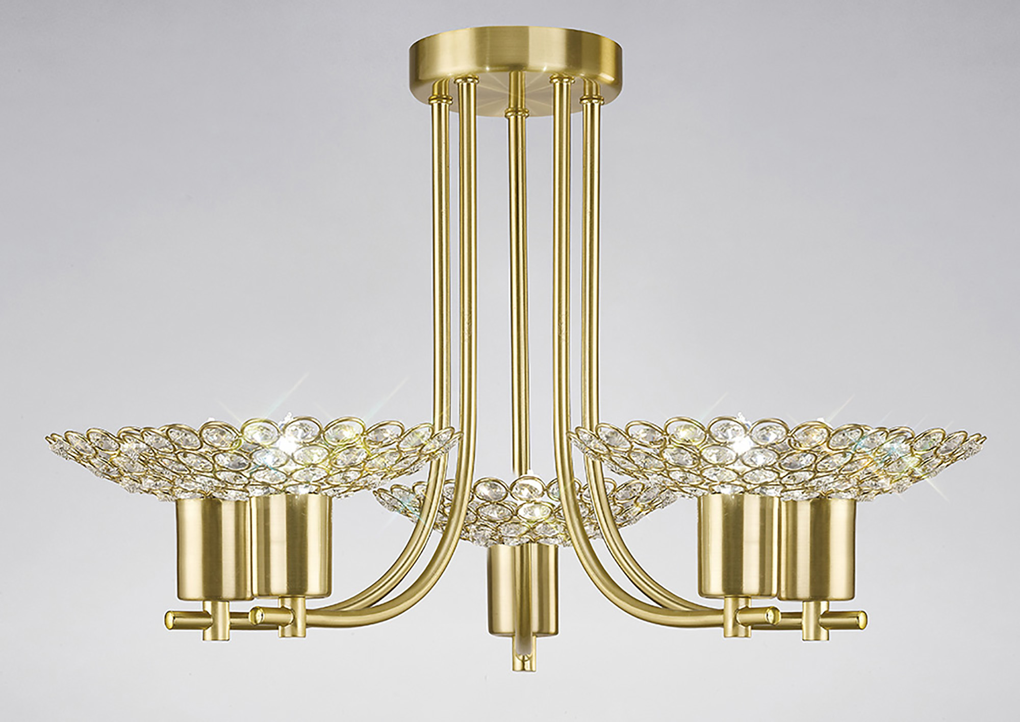 IL20602  Ellen Crystal Semi Flush 5 Light Satin Brass